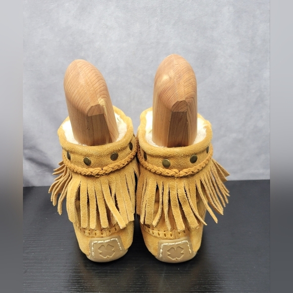 Lucky Brand‎ Leather Fringe Moccasin Booties Women Size 6 - Picture 5 of 11